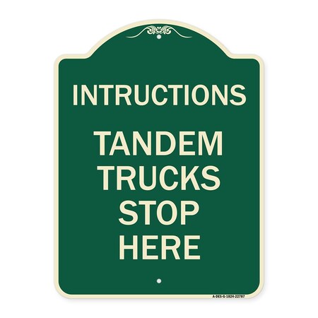 Signmission Truck Instructions Tandem Trucks Stop Here Heavy-Gauge Aluminum Sign, 24" x 18", G-1824-22787 A-DES-G-1824-22787